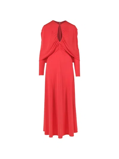 Johanna Ortiz Silent Solstice Cape-detail Maxi Dress In Red
