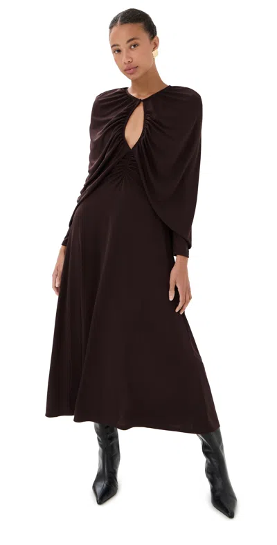 JOHANNA ORTIZ SILENT SOLSTICE MIDI DRESS CHOCOLATE