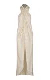 Johanna Ortiz Silent Water Criss Cross Halter Top In Neutral