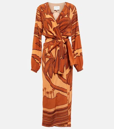 Johanna Ortiz Maxikleid Aus Seide In Orinoco Peach/rust