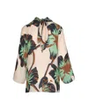 Johanna Ortiz Silk Drum Beats Tie Neck Top In Neutral