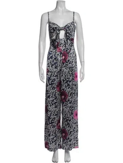 Pre-owned Johanna Ortiz Silk Floral Print Jumpsuit In Blue