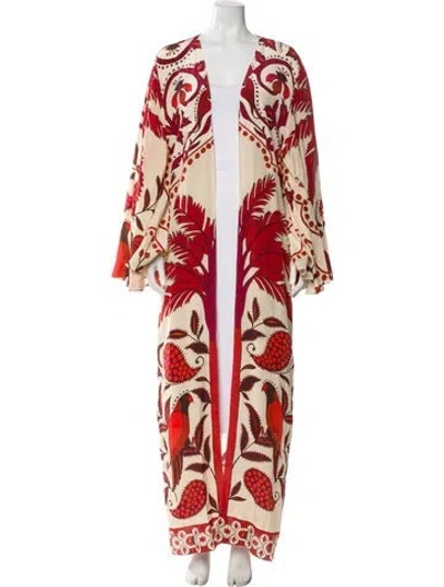 Pre-owned Johanna Ortiz Silk Floral Print Robe In Neutral