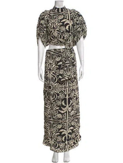 Pre-owned Johanna Ortiz Silk Long Dress In Black