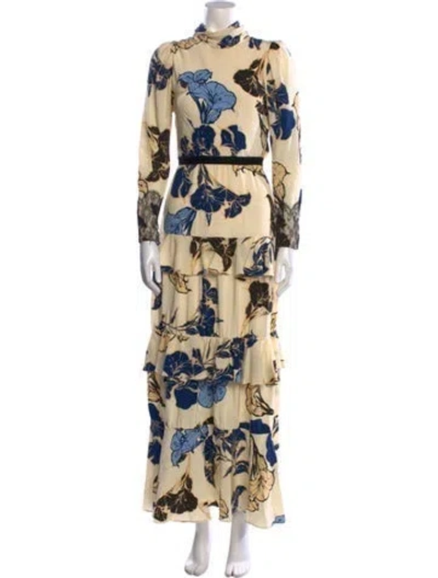 Pre-owned Johanna Ortiz Silk Long Dress In Blue