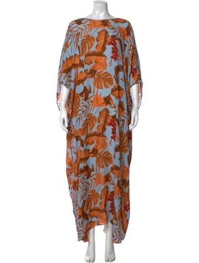 Pre-owned Johanna Ortiz Silk Long Dress In Blue