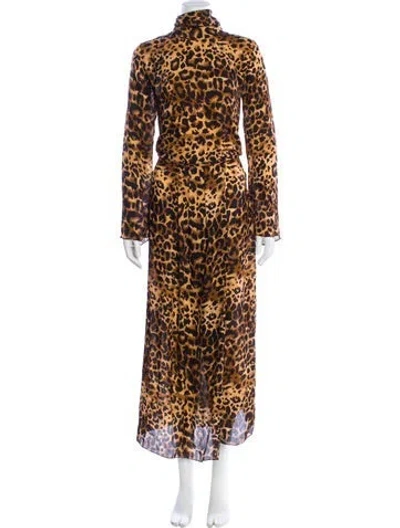 Pre-owned Johanna Ortiz Silk Long Dress In Brown
