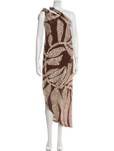 Pre-owned Johanna Ortiz Silk Long Dress In Brown