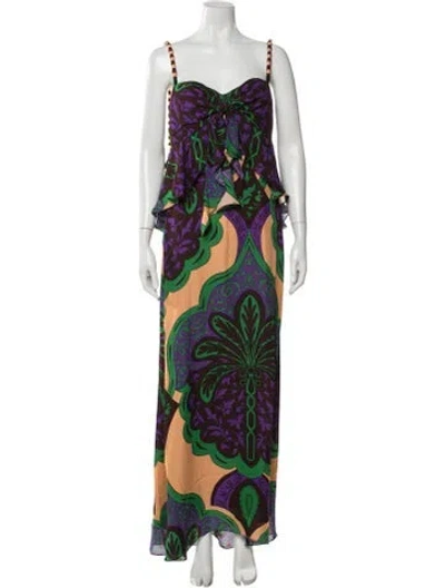 Pre-owned Johanna Ortiz Silk Long Dress In Multi