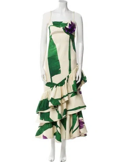 Pre-owned Johanna Ortiz Silk Long Dress In Multi