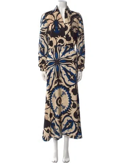 Pre-owned Johanna Ortiz Silk Long Dress In Neutral