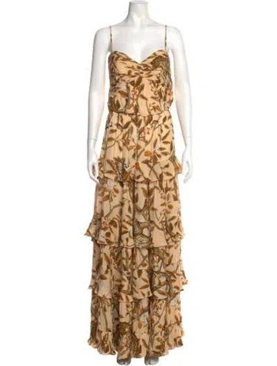Pre-owned Johanna Ortiz Silk Long Dress In Neutral