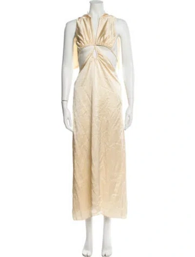 Pre-owned Johanna Ortiz Silk Long Dress In Neutral