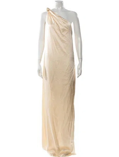 Pre-owned Johanna Ortiz Silk Long Dress In Neutral