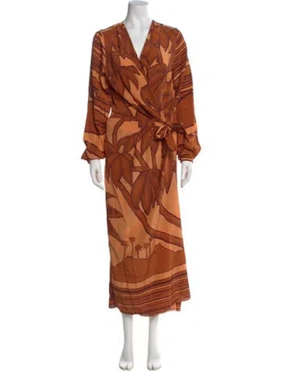 Pre-owned Johanna Ortiz Silk Long Dress In Orange