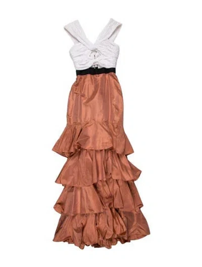 Pre-owned Johanna Ortiz Silk Long Dress In Pink