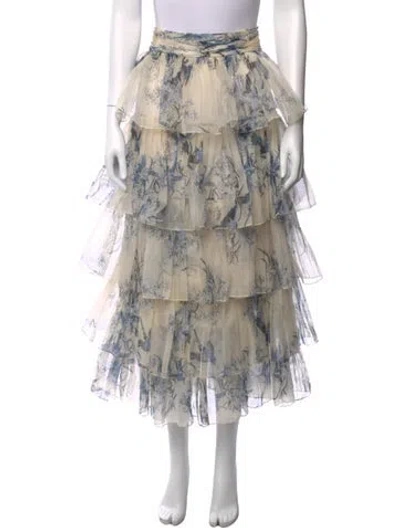 Pre-owned Johanna Ortiz Silk Long Skirt In Neutral