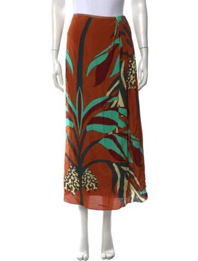 Pre-owned Johanna Ortiz Silk Long Skirt In Orange