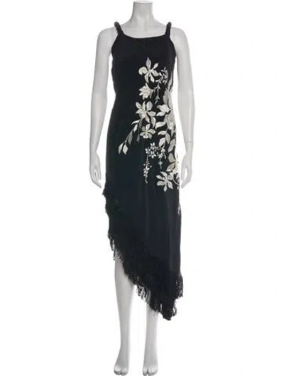 Pre-owned Johanna Ortiz Silk Midi Length Dress In Black