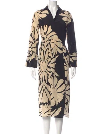 Pre-owned Johanna Ortiz Silk Midi Length Dress In Neutral
