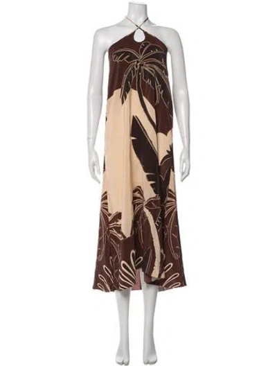 Pre-owned Johanna Ortiz Silk Midi Length Dress In Neutral