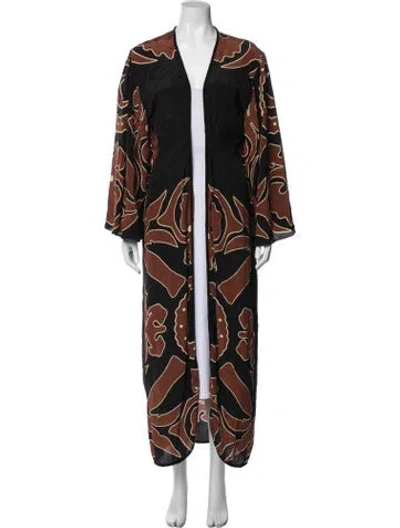 Pre-owned Johanna Ortiz Silk Patterned Coat In Black/brown