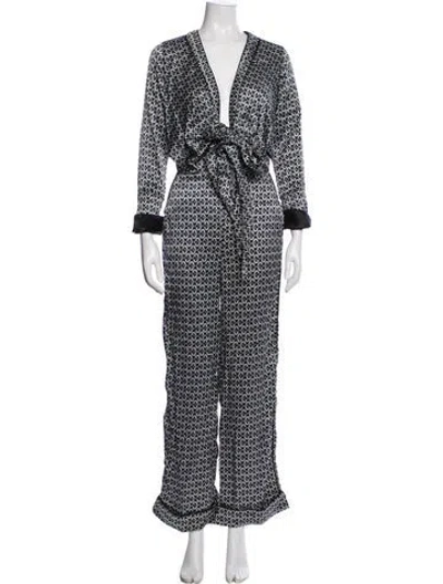Pre-owned Johanna Ortiz Silk Patterned Jumpsuit In Blue