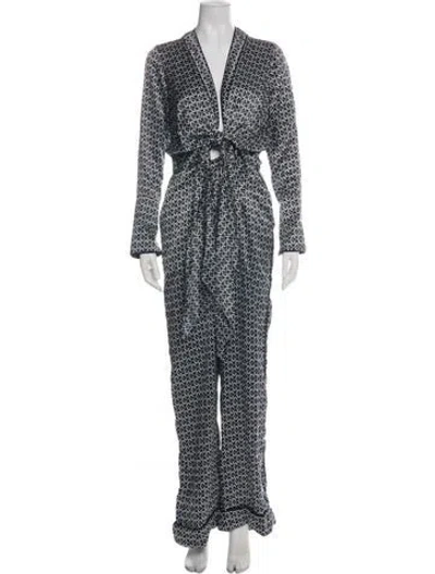Pre-owned Johanna Ortiz Silk Patterned Jumpsuit In Green