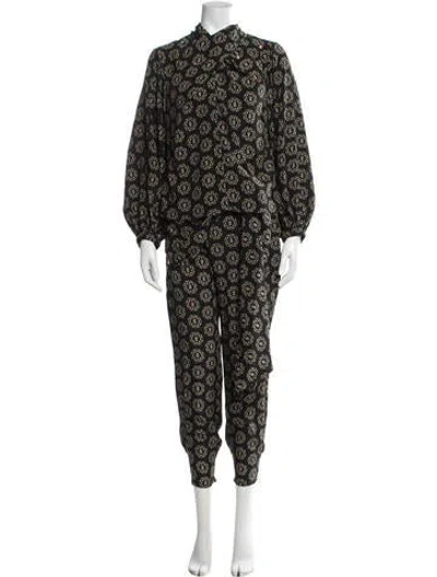 Pre-owned Johanna Ortiz Silk Printed Pant Set In Black