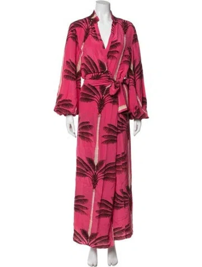 Pre-owned Johanna Ortiz Silk Printed Robe In Pink