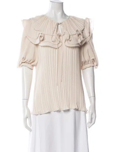 Pre-owned Johanna Ortiz Silk Tie Neck Blouse In Neutral