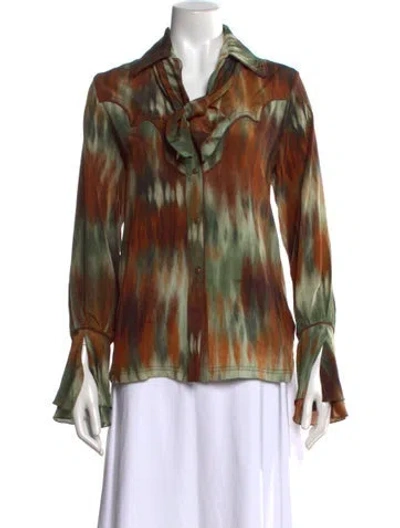 Pre-owned Johanna Ortiz Silk Tie-dye Print Blouse W/ Tags In Multicolor