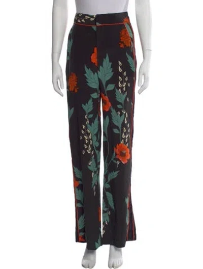 Pre-owned Johanna Ortiz Silk Wide Leg Pants In Black