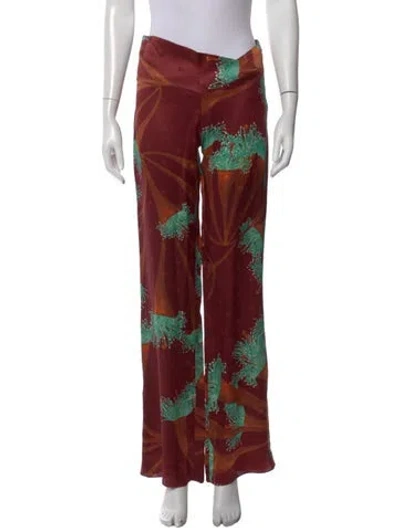 Pre-owned Johanna Ortiz Silk Wide Leg Pants W/ Tags In Red