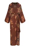 Johanna Ortiz Sin Fin Silk Wrap Dress In Brown