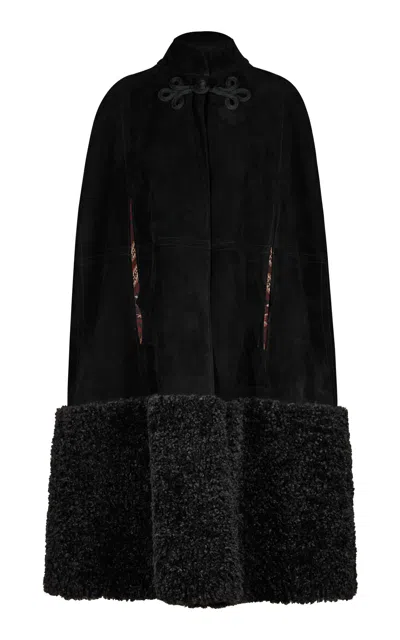 Johanna Ortiz Snow Cloud Cape In Black