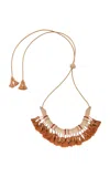 Johanna Ortiz Soberanos Del Mar Leather And Palm Necklace In Orange