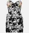 Johanna Ortiz Sombra Tropical Strapless Embellished Printed Cotton-blend Mini Dress In Black