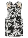 Johanna Ortiz Sombra Tropical Strapless Embellished Printed Cotton-blend Mini Dress In Black