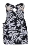 Johanna Ortiz Sombra Tropical Ruched Cotton-blend Mini Dress In Multi