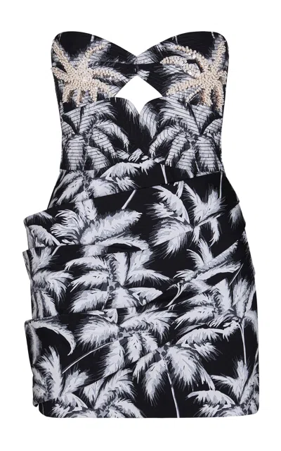 Johanna Ortiz Sombra Tropical Ruched Cotton-blend Mini Dress In Multi