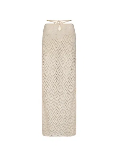 Johanna Ortiz Soul Embroidered Midi Skirt In White