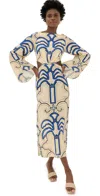 Johanna Ortiz Soul Healer Ankle Dress In Shipibo/the Tropics Blue/ecru