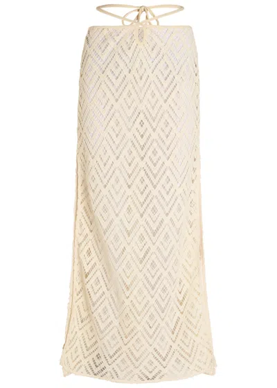Johanna Ortiz Soul Open-knit Cotton Maxi Skirt In Neutral