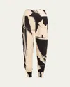Johanna Ortiz Speed Queen Printed Cotton Tapered Pants In Sailboats Ecru/black