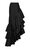 Johanna Ortiz Spirit Of Exploration Ruffled Silk Maxi Skirt In Black