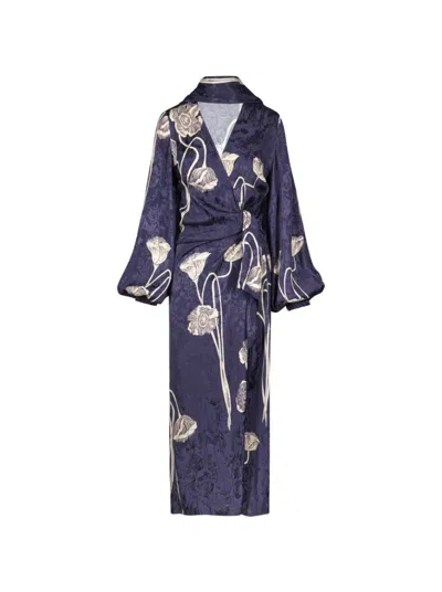 Johanna Ortiz Spiritual Connections Wrap Dress In Blue