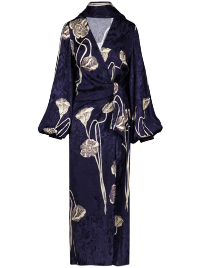 Johanna Ortiz Spiritual Connections Wrap Dress In Blue