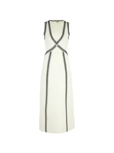 Johanna Ortiz Spiritual V-neck Midi Dress In Neutral