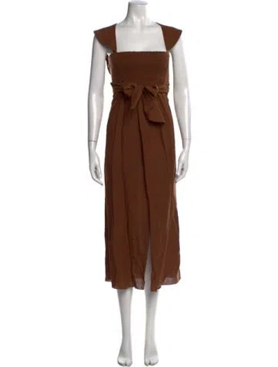 Pre-owned Johanna Ortiz Square Neckline Long Dress In Brown